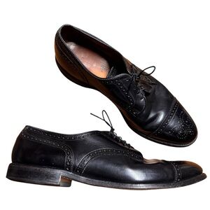 Allen Edmonds Sanford Cap Toe Derby Size 12 Black Leather Brogue Dress Shoes